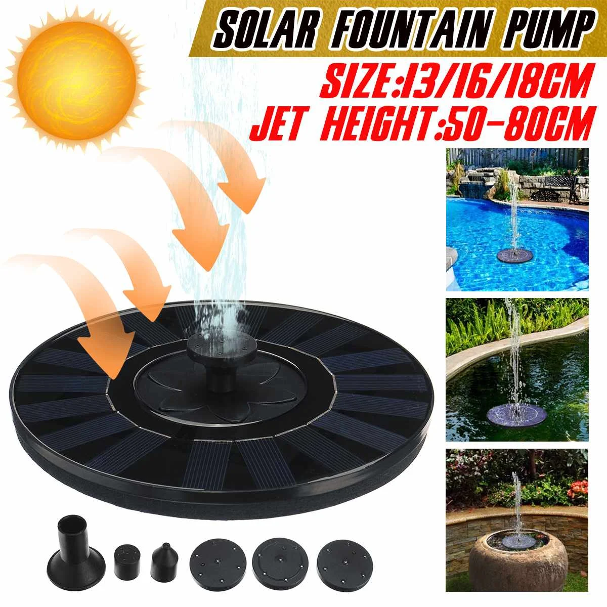 

Mini Solar Water Fountain Pump Pool Pond Waterfall Floating Fountain Garden Decoration Outdoor Bird Bath Solar Powered Fountain
