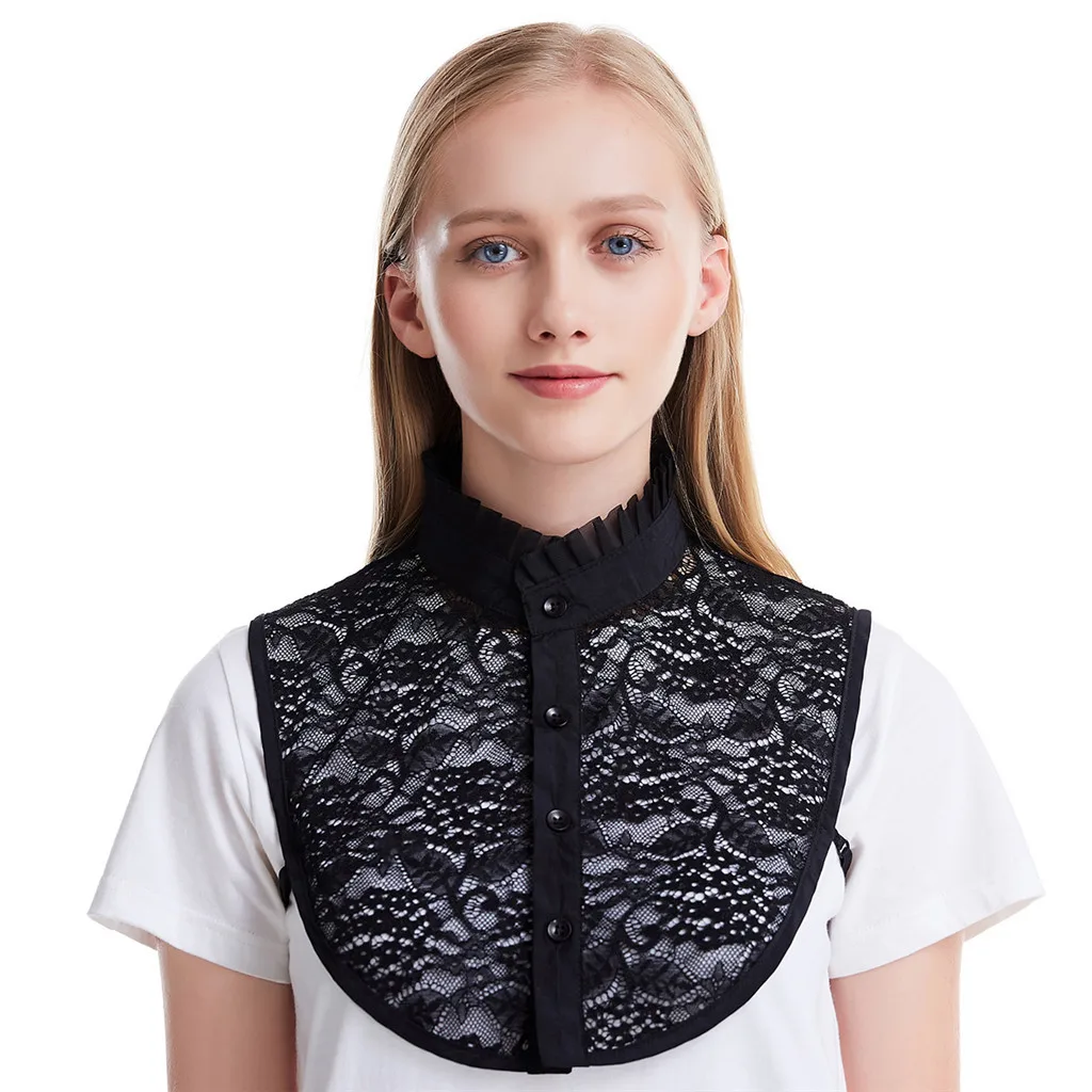 Новый Для женщин кружева поддельный съемный воротник с отворотом колье чокер