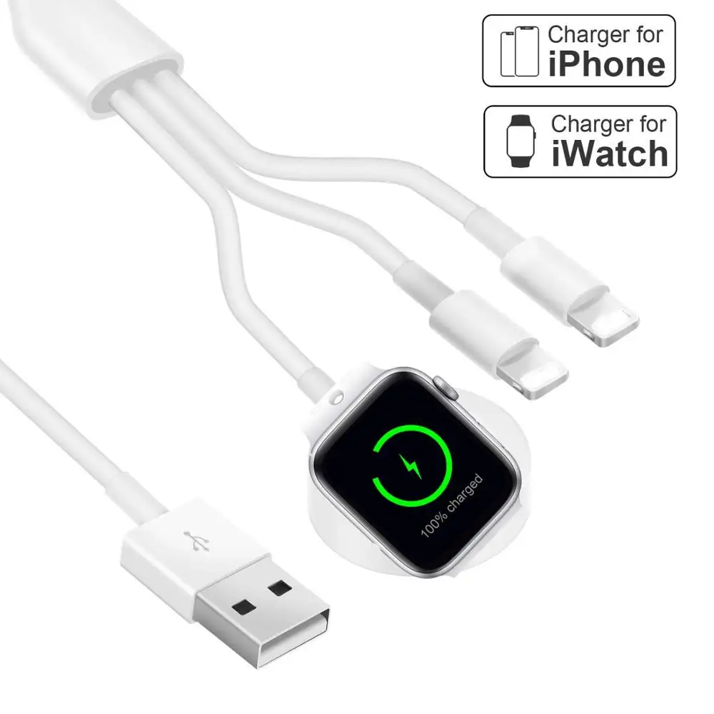 3 in 1 Wireless Charger for Apple Watch 1 2 3 4 Quick Charger 1.2 USB Cable for iPhone X Xs 8 Plus iPod USB Data Cable