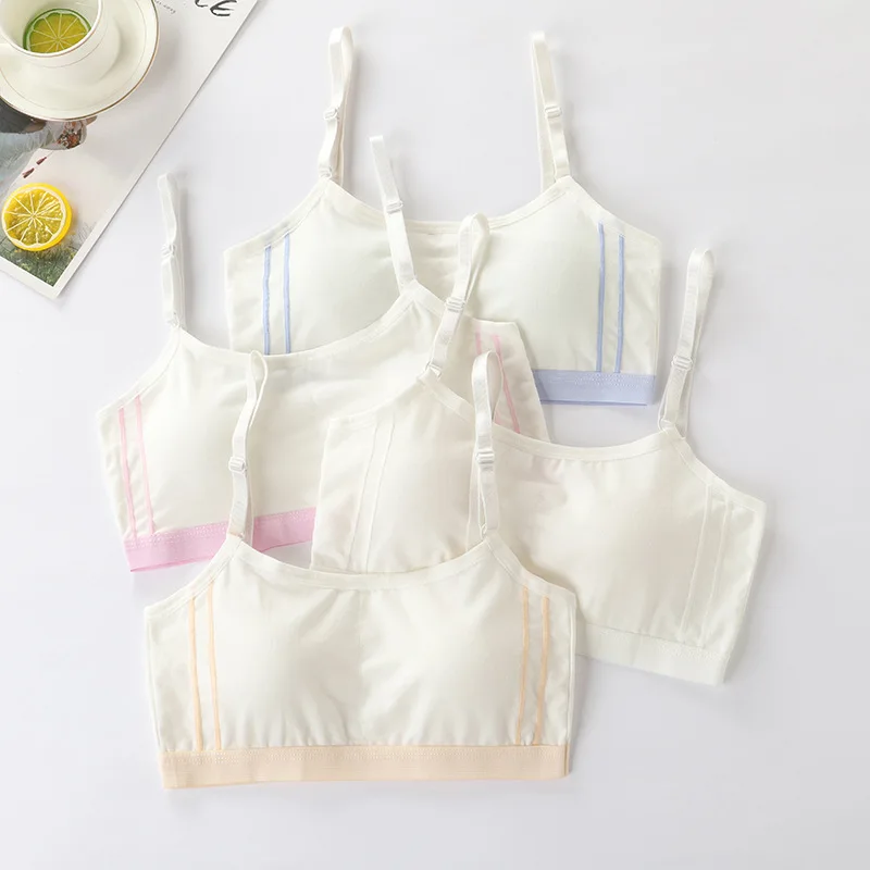 

Girls Adjustable Strap Underwear Female Students Soft Cotton Student Developmental Adolescence Comfortable Breathable Bra