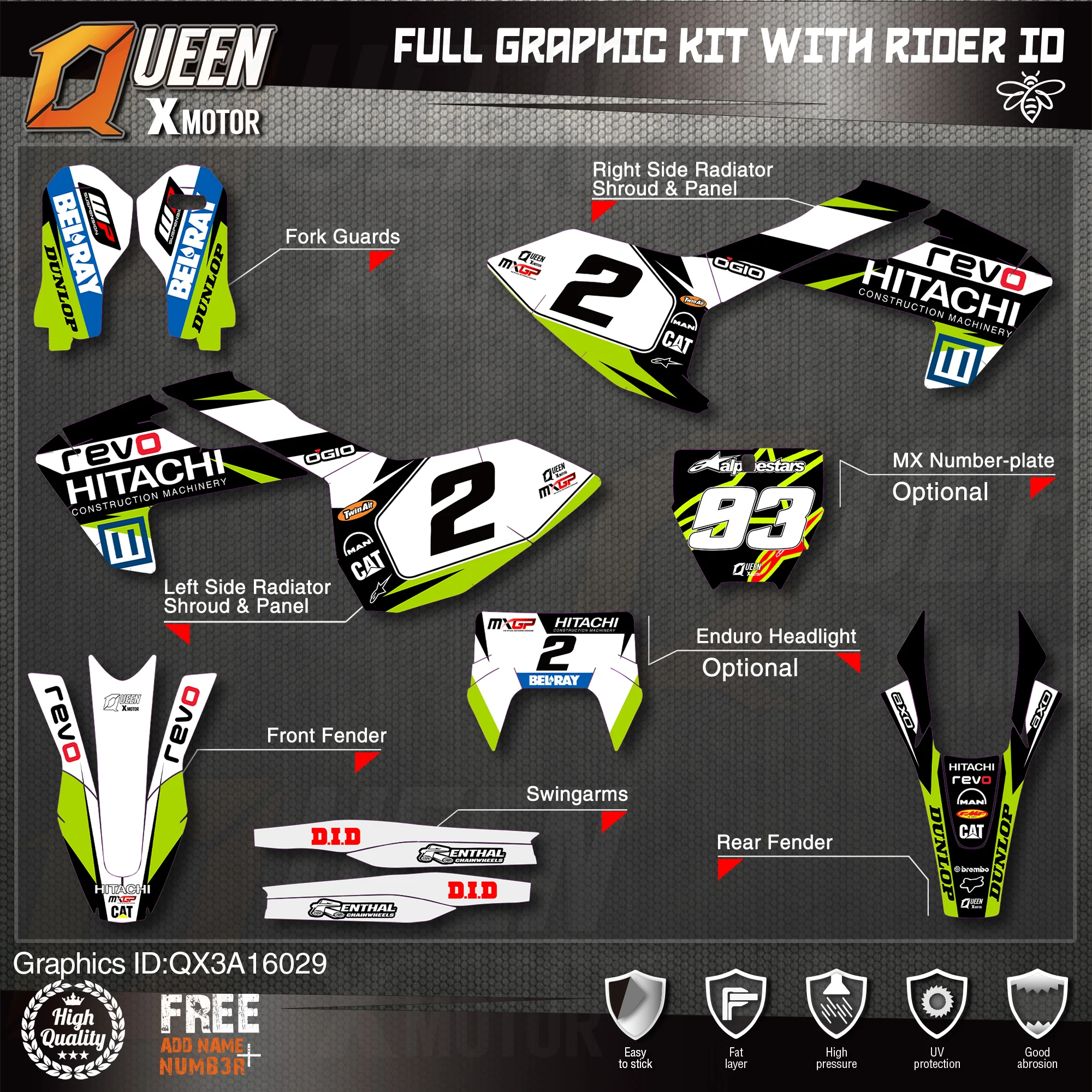 QUEEN X MOTOR Custom Team графические наклейки Набор наклеек для Husqvarna Decal 2016-18 TC FC TX FX FS 17-19 TE FE