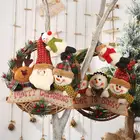 2021 Рождественский венок, снеговик, лось, лоза, кольцо, подвеска, рождественские украшения, декор для фотографий, Прямая поставка
