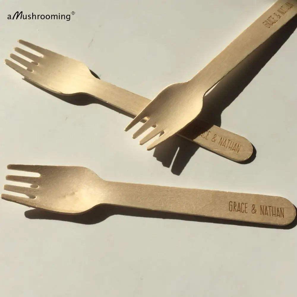 Персонализированные свадебный душ деревянные вилки 6 5 дюймов буфетный стол и