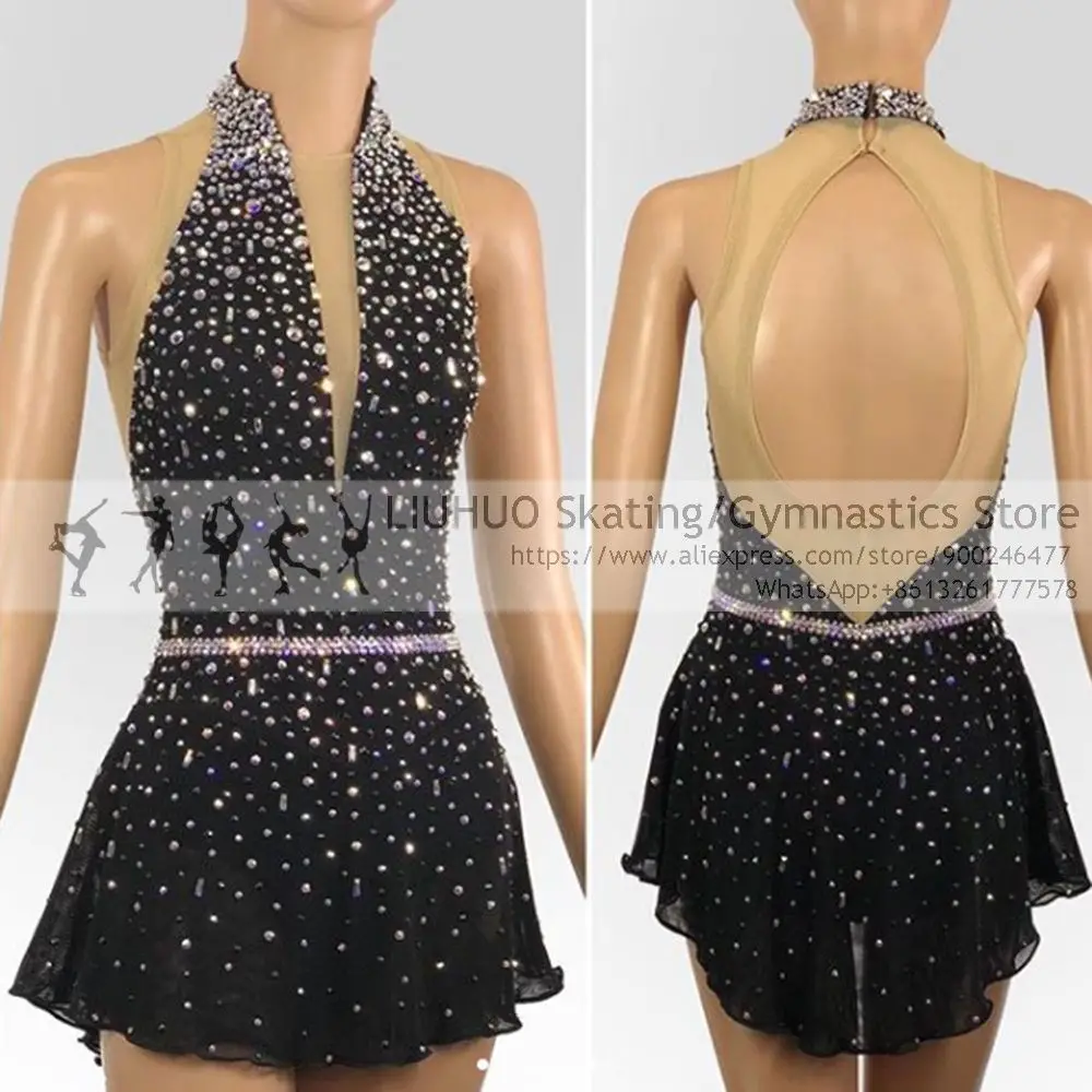 Подростковое платье для катания на коньках девочек черные костюмы соревнований