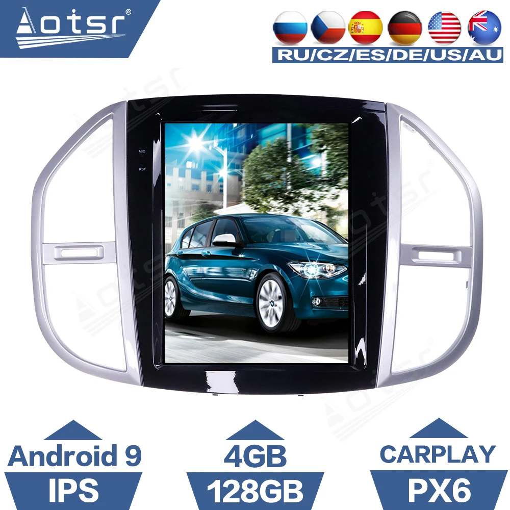 AOTSR Tesla 12 1 &quotAndroid 9 PX6 4G 128 ГБ Автомобильный плеер для Mercedes Benz Vito 2016 2019 GPS навигатор