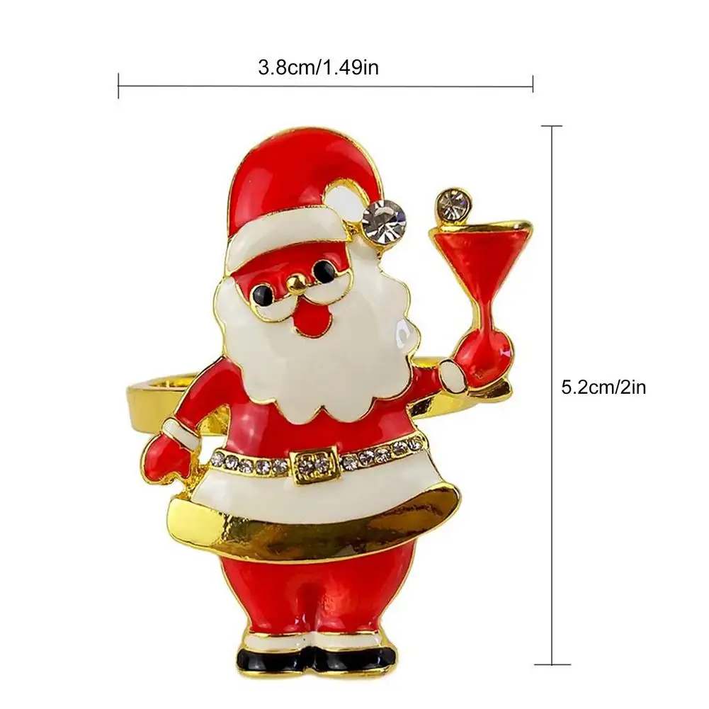 

6PCS Santa Claus Napkin Ring Christmas Napkin Holders Hotel Wedding Party Decoration New Year Restaurant Dinner Ornament