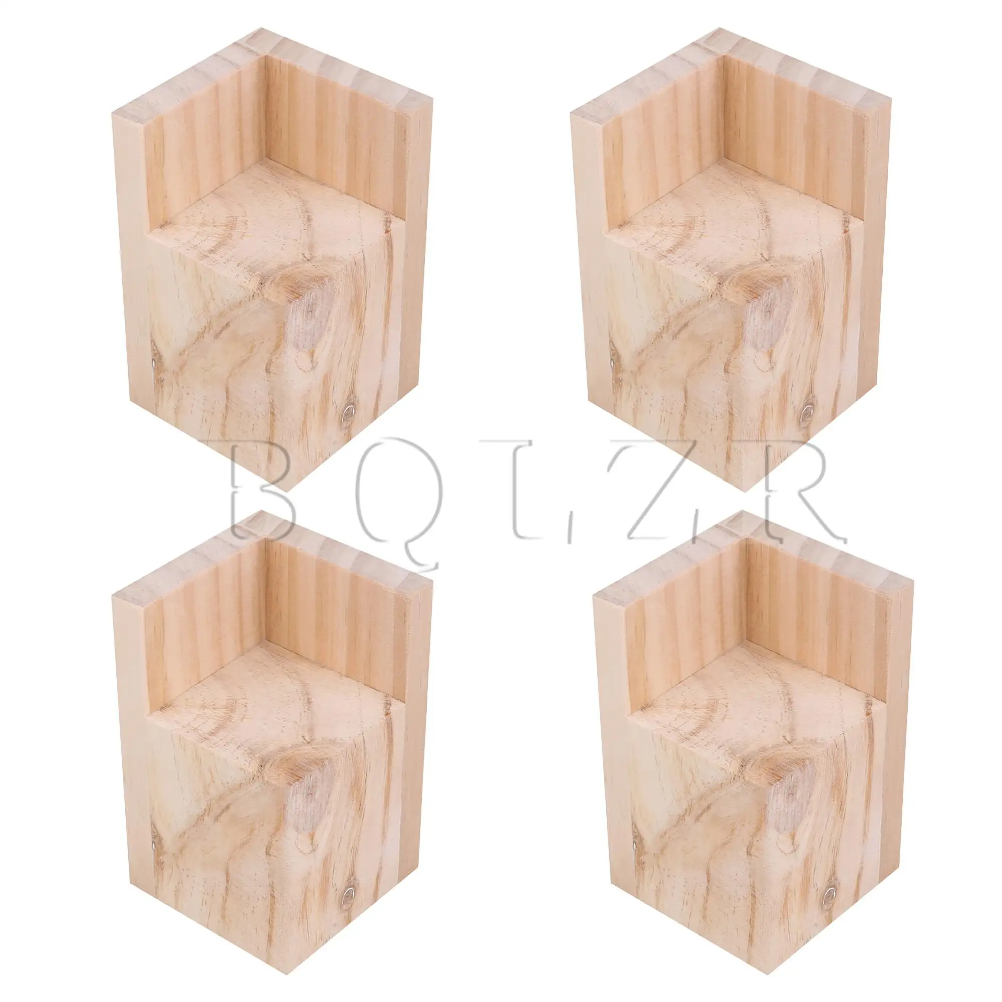 

BQLZR 4Pieces Pine Wood 6x6x8cm Furniture Leg Riser Cabinet Desk Feet Lifter