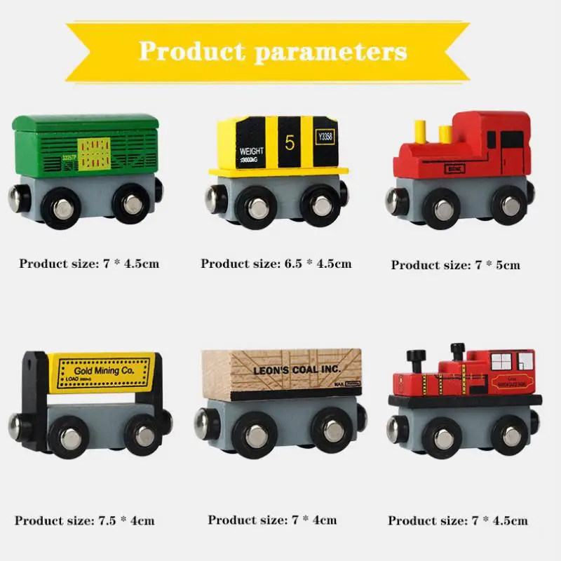 

12 Pcs Wooden Train Set Small Train Set With Wooden Box Inertia Magnetic Children's Toys Gifts Wooden Railway Magnetic Train