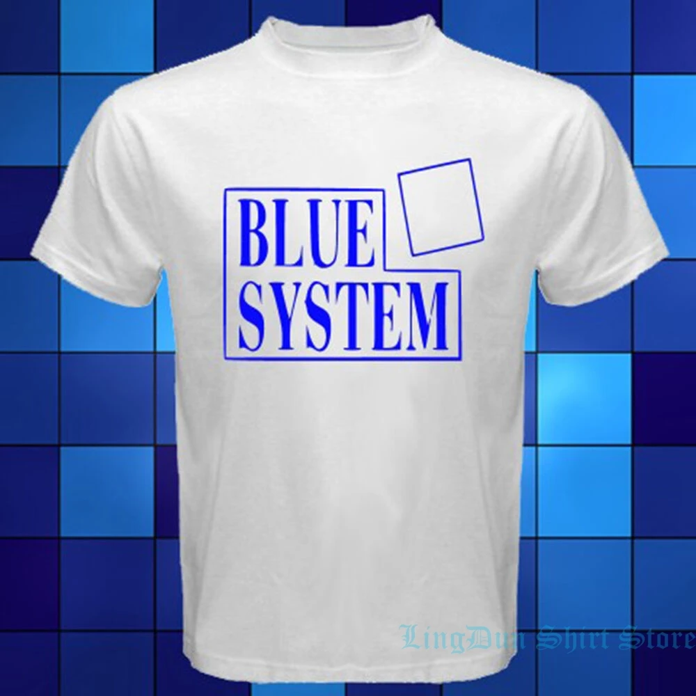 Футболка с надписью Blue System Logo 80 90 х забавная тенниска из 100% хлопка короткими