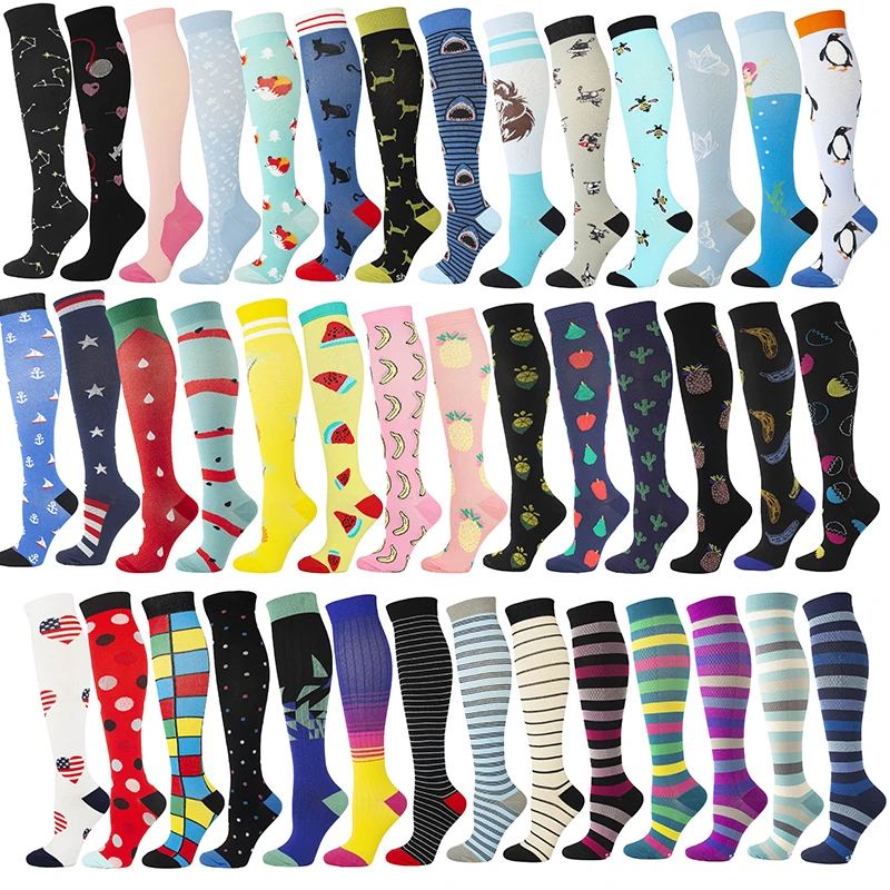 

Compression Socks Knee High Men Sports Socks 20-30mmHg Edema Diabetes Varicose Veins Running Women Marathon Compression Stocking