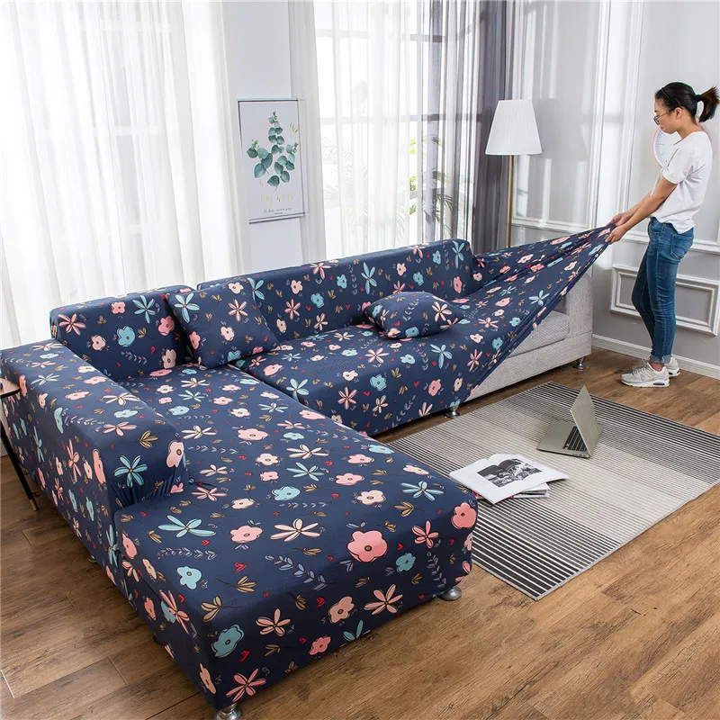Современный эластичный чехол для дивана с принтом в гостиную секционный