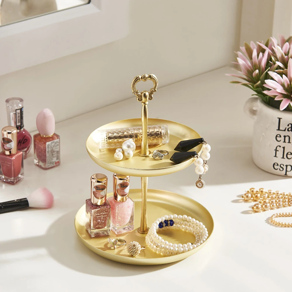 Двухслойная десертная тарелка вечерние поставки ротационная Золотая Подставка для ювелирных изделий Фруктовый Хлеб пластина подставка для торта