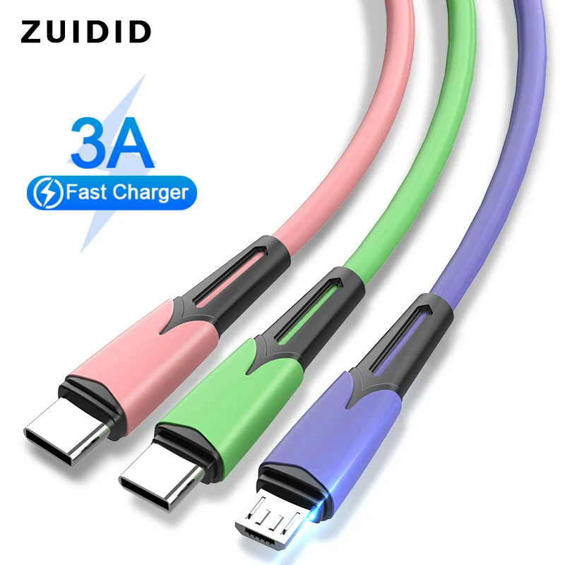 

3A 3 In 1 USB To Type-C/Micro USB/Android Cable For iPhone 13 12 XS X XR Charger Kable 1.2/1.8m Fast Charging Cord For Samsung