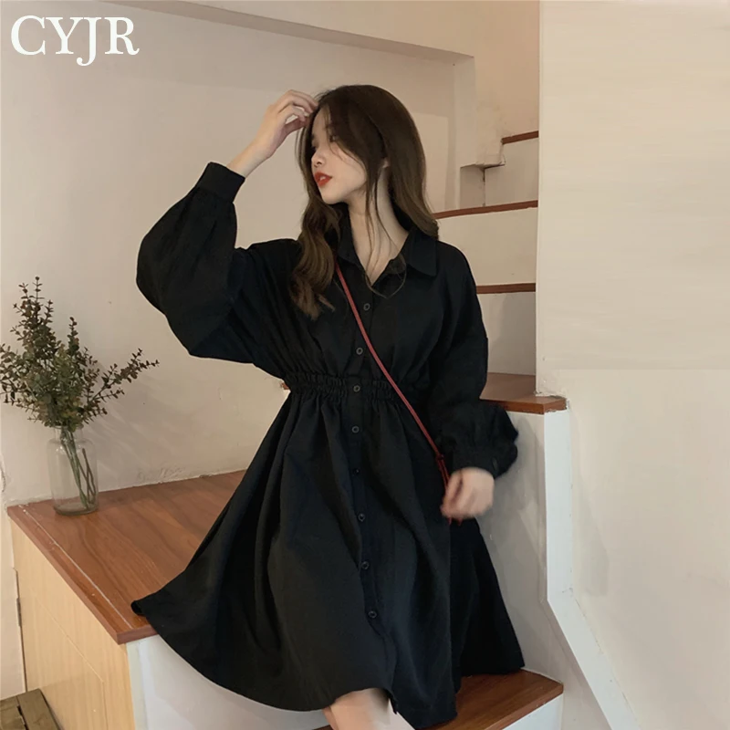 

Woman Dress Long Sleeve Preppy Style Solid Sweet undefined Dresses Simple Elegant Pleated Japanese Students Womens Streetwear