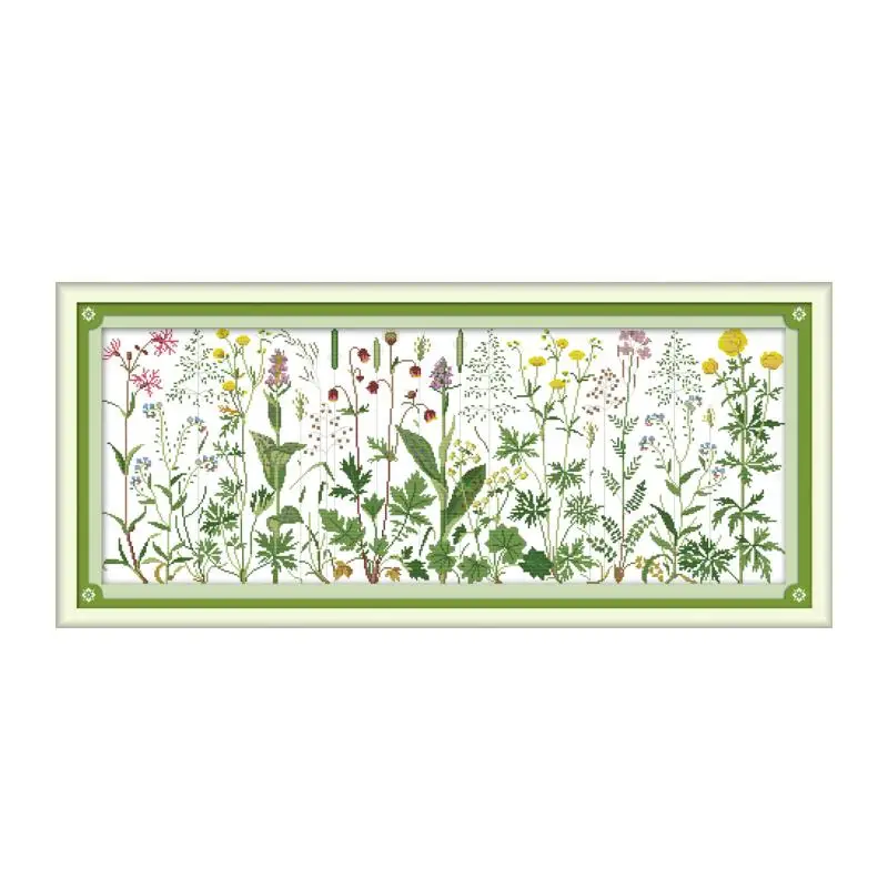 

Joy Sunday Counted Cross Stitch Kits for Embroidery Kit Aida Printed Canvas DMC DIY Needlework Kit Flowers on The Meadow Pattern