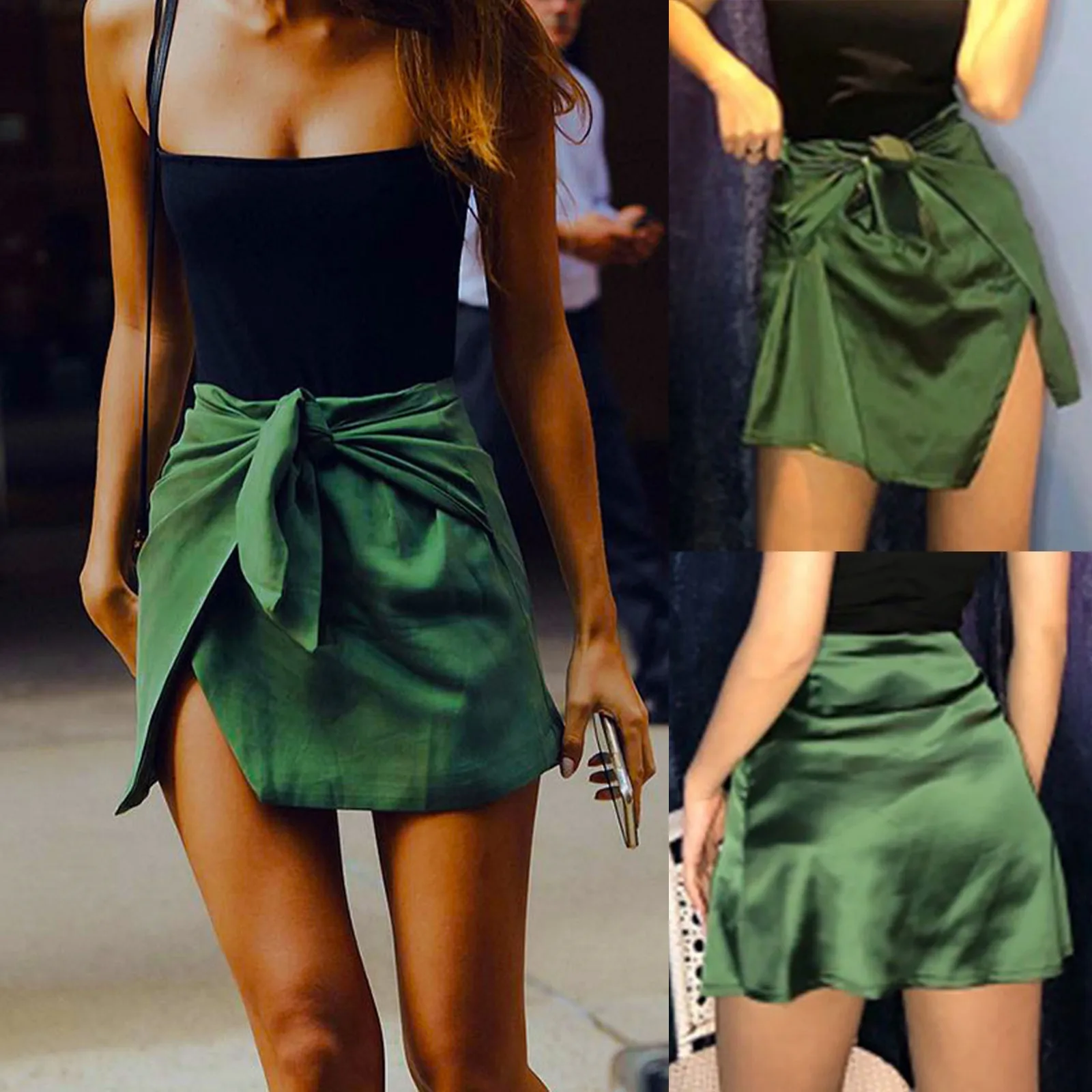 

Skirts Women's Skirts Women's Sexy Fashion High Waist Split Solid Color Irregular Skirt For Shopping Daily Wear