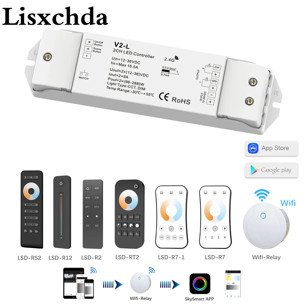 ССТ светодиодный диммер 12 В 24 в 36 16 А 2 4G Smart Wifi RF беспроводной пульт дистанционного