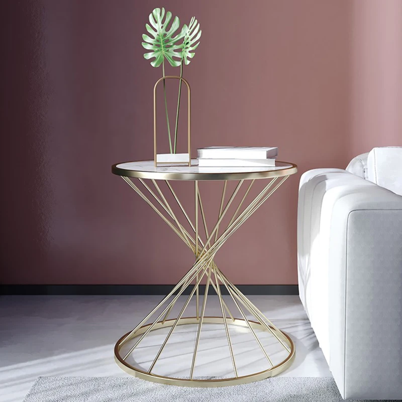 

Fashion design round small coffee table modern simple marble sofa side bedside table luxury corner end table