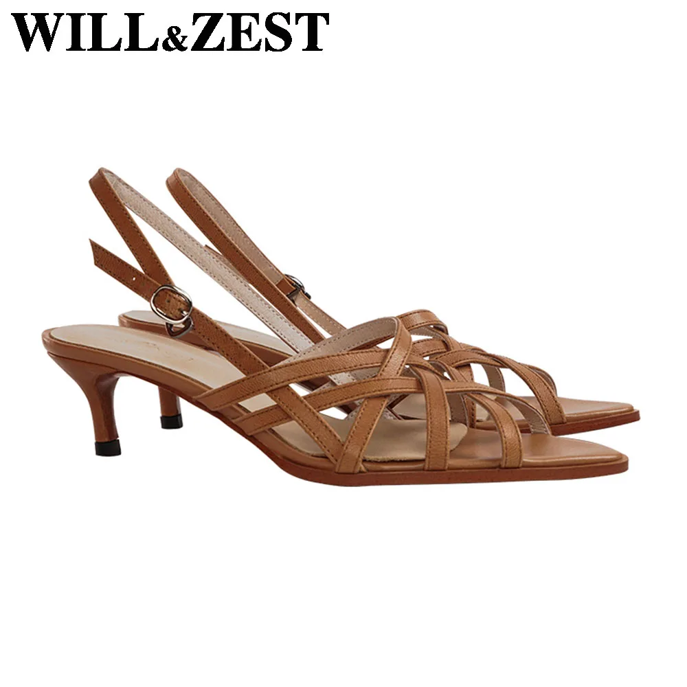 Босоножки женские в стиле бохо с открытым носком на низком каблуке римском