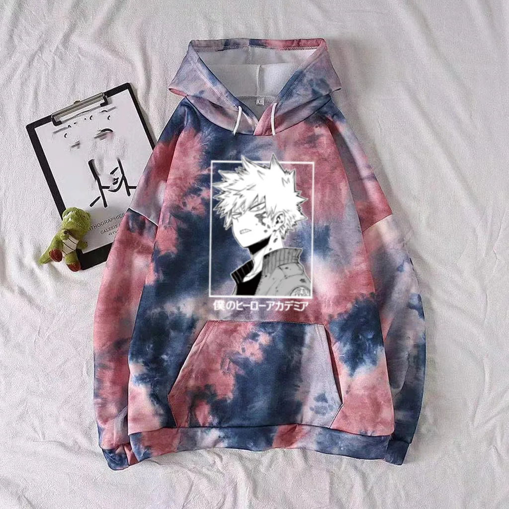 

Uniex Hot Anime Hoodie My Hero Academia Tie-dye Pullovers Tops Fashion Cloth