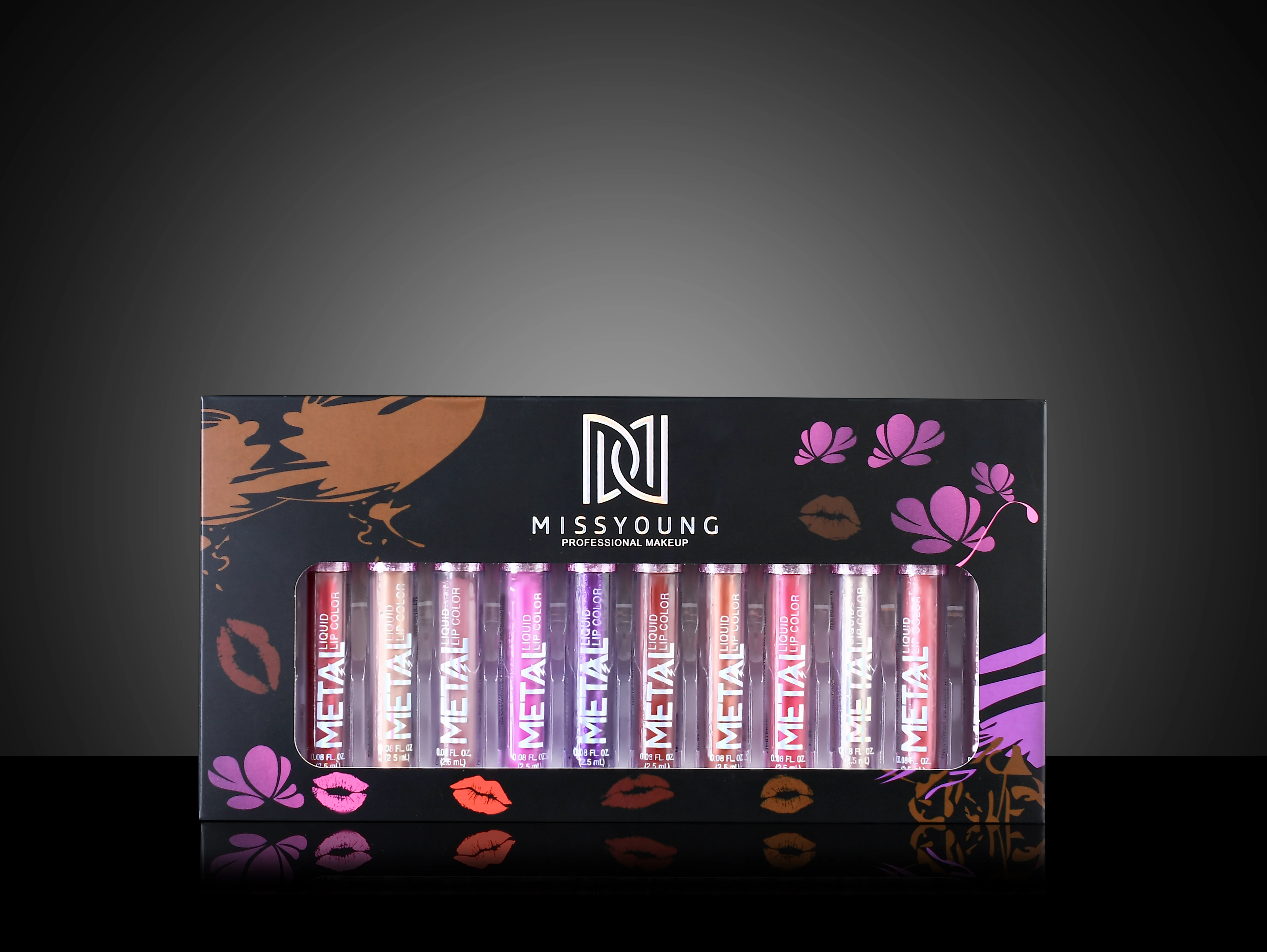 Блеск для губ MISSYOUNG оптом жидкая губная помада с металлическим блеском набор