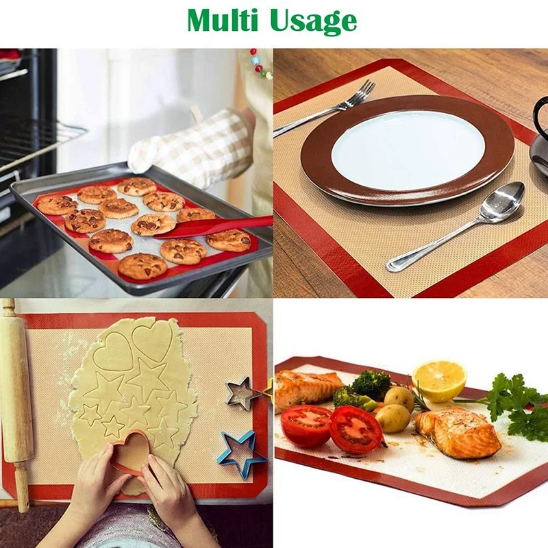 

Silicone Baking Mat,3 Pieces BPA Free Non-Stick Canvas Baking Sheet Pastry,Silicone Baking Cloth,42X30Cm and 30X21Cm