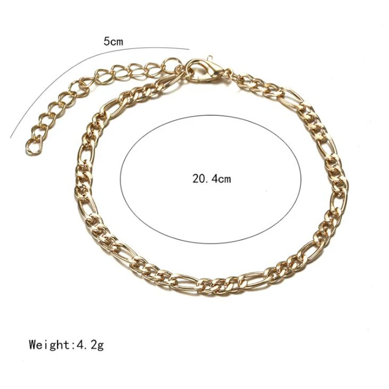 Простые женские браслеты с цепочкой серебряный цвет золотой цепочка для ног