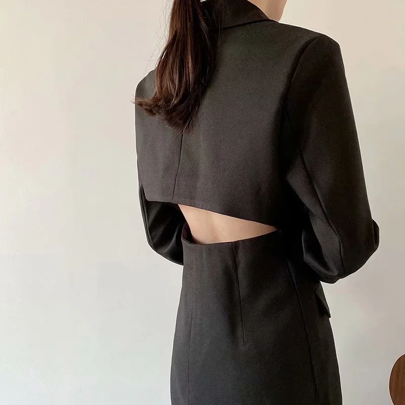 

Spring and autumn women's jacket casual solid color single-breasted pocket decorative jacket