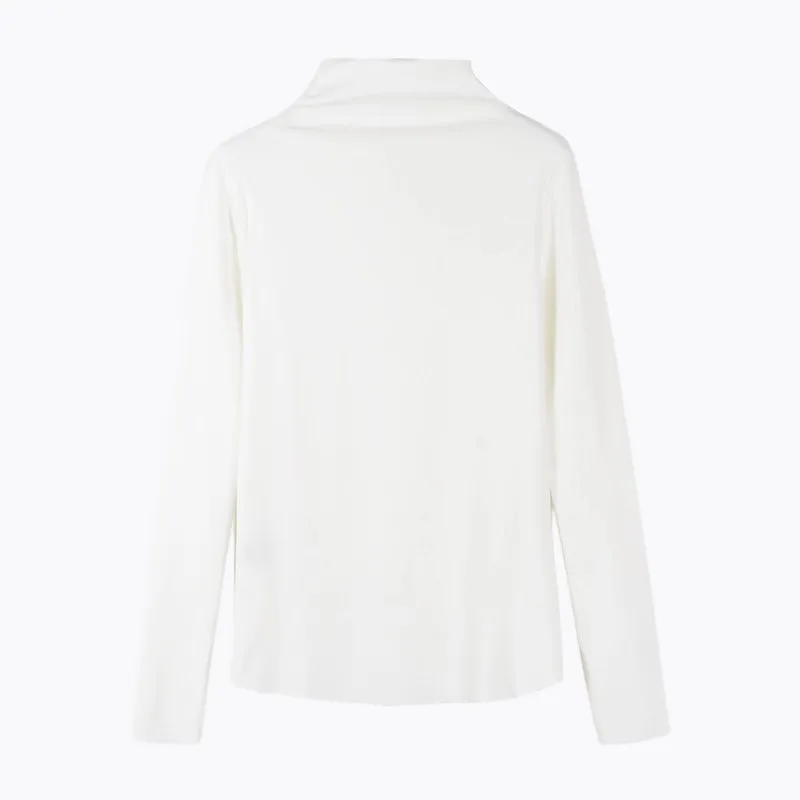 white Ulzzang, корейский стиль, длинный рукав, одноцветная, женская футболка, водолазка, повседневная, тонкая, Roupas Feminina, боди, футболка, женская, черная, белая - Цвет: white