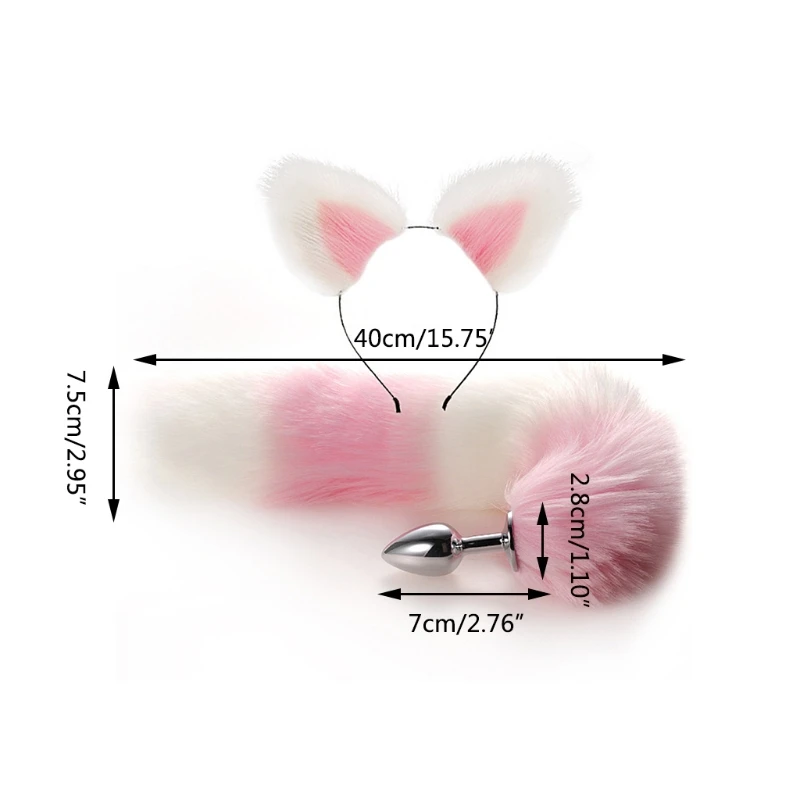K3NF металлическая Анальная пробка с пушистыми плюшевыми лисьими ушками повязка
