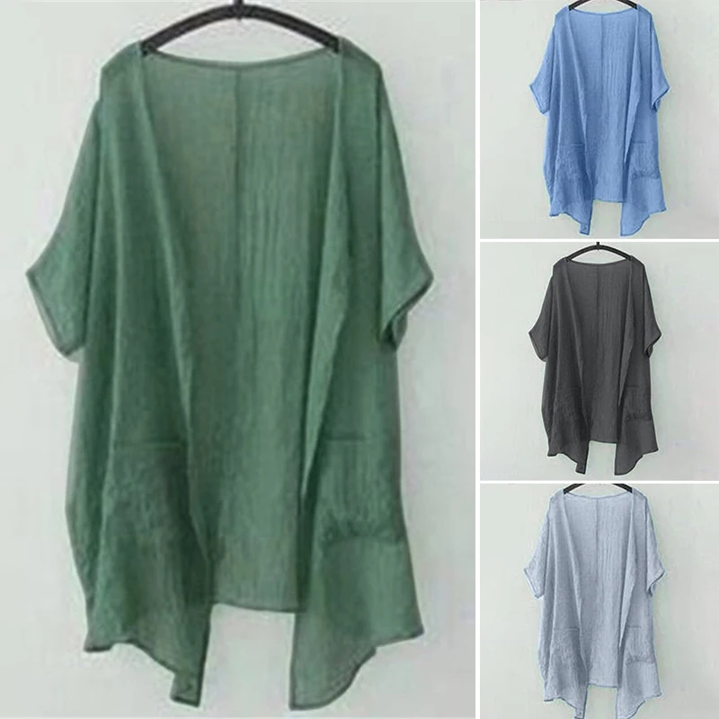 Женский Мягкий Топ из тонкой ткани чистый цвет дышащий короткий рукав шифон