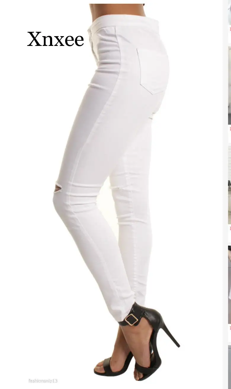 Новые летние сексуальные Стрейчевые джинсы тонкие обтягивающие рваные женские
