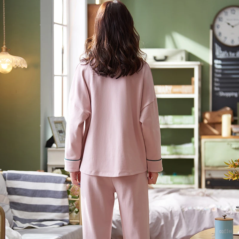 

Plus Size Pijama Mujer Autumn Winter Knitted Cotton Women Sleepwear Printed Long Sleeve Cardigan 2Pcs Set Ladies Lounge Homewear