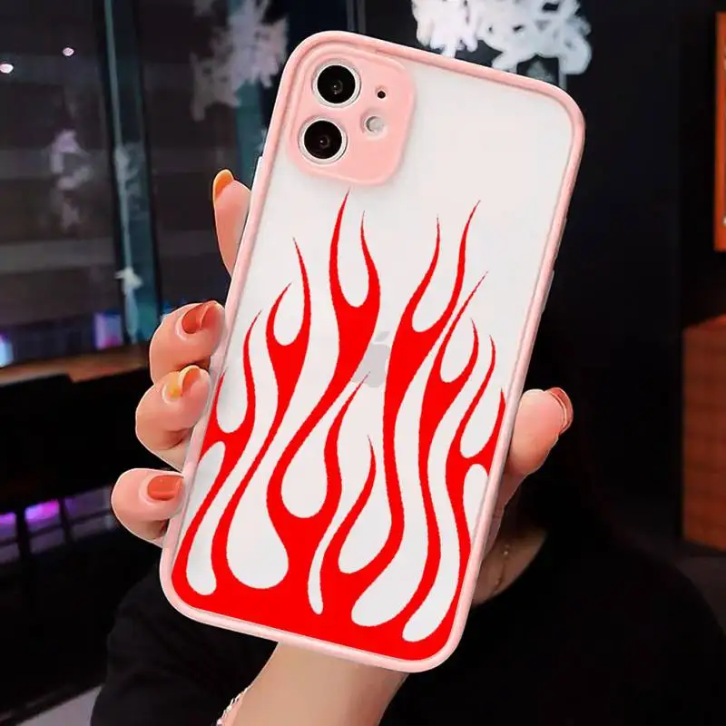 

Fashion Red Flames Fitted Phone Case Matte Transparent For iPhone 12 Mini 11 Pro XR XS Max 7 8 Plus