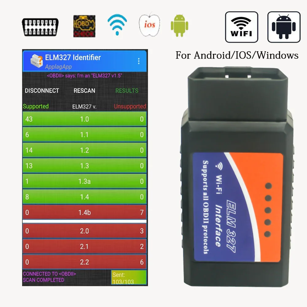ELM327 V1.5 OBDII Bluetooth/WIFI диагностический инструмент для Alfa Romeo mito 147 156 159 146 166/Giulia QV/Stelvio