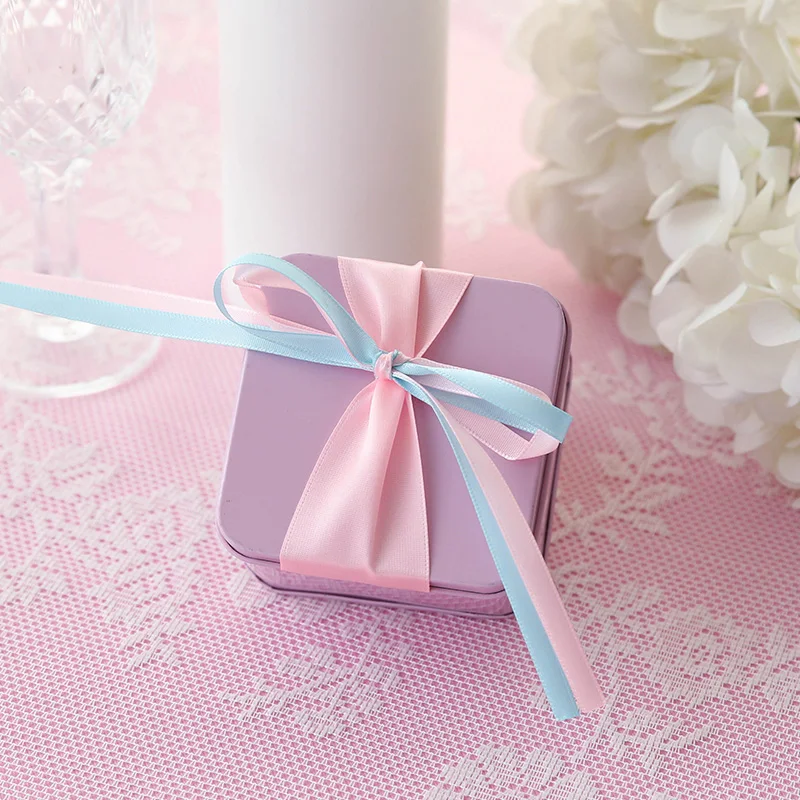 Лента конфеты коробка для хранения свадьбы пользу 12 шт. металлический чехол