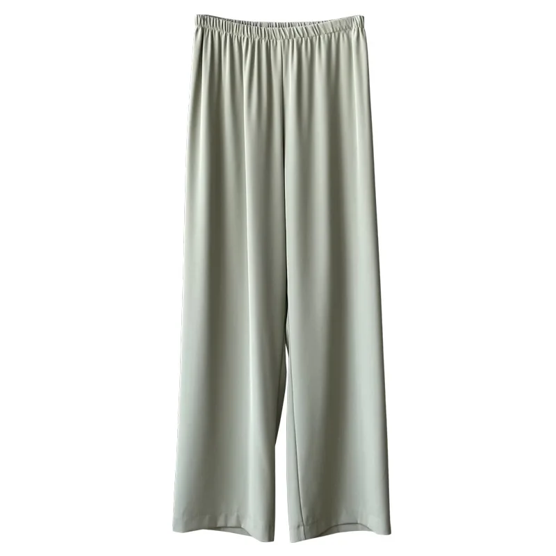 

Ice Silk Wide-leg Casual Pants Women's Summer 2021 New Korean High Waist Thin Loose Straight Full Length Trousers Women