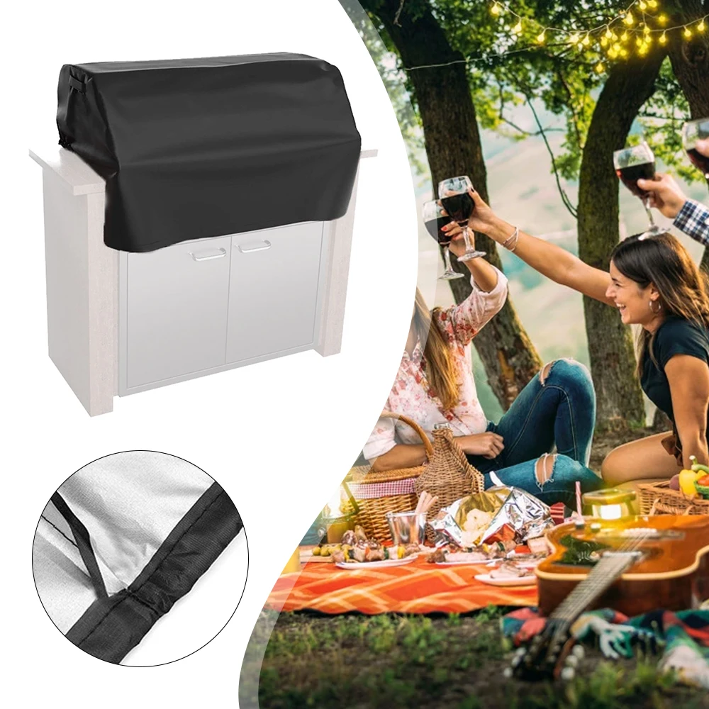 

210D BBQ Barbecue Grill Cover Outdoor Dust Waterproof Weber Heavy Duty Grill Cover Rain Protective Outdoor Barbecue Cover Round
