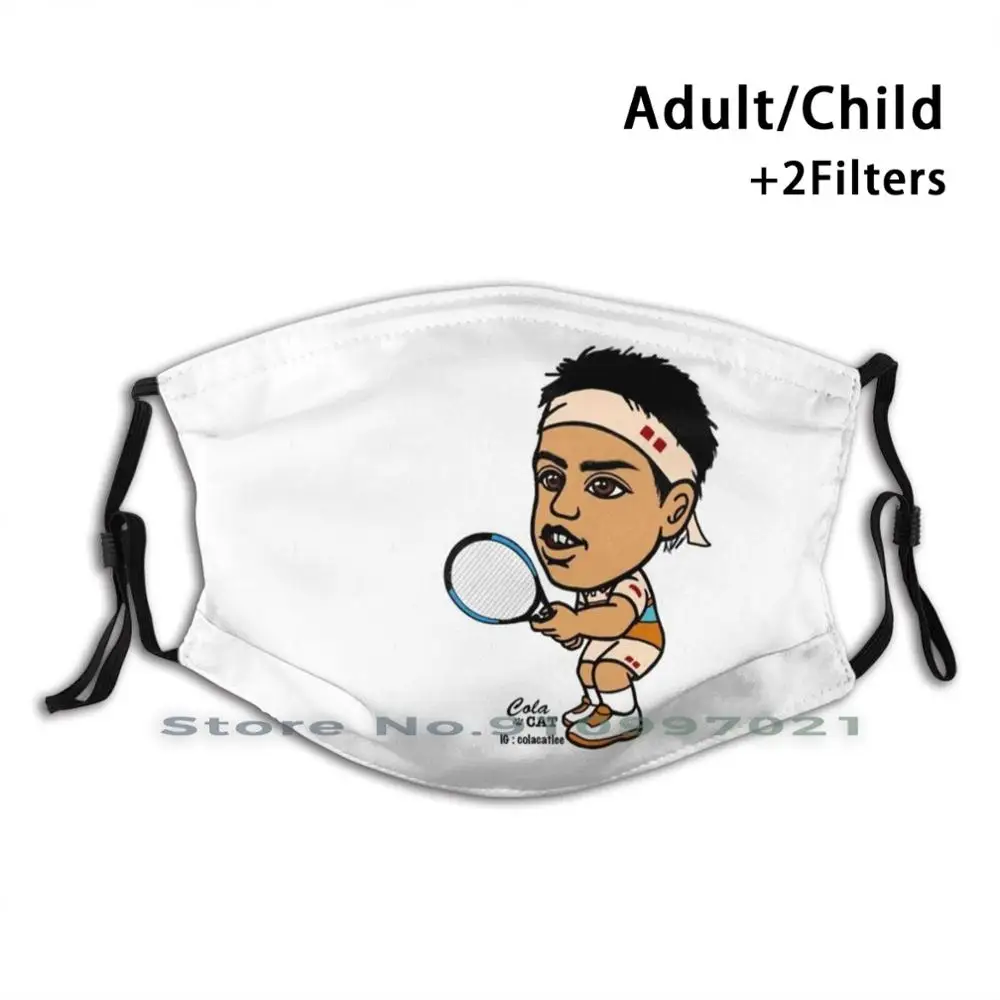 

Многоразовая маска Kei Nishikori с принтом Pm2.5, модная маска для лица с фильтром для детей и взрослых, теннисная профессиональная маска для игры в ...