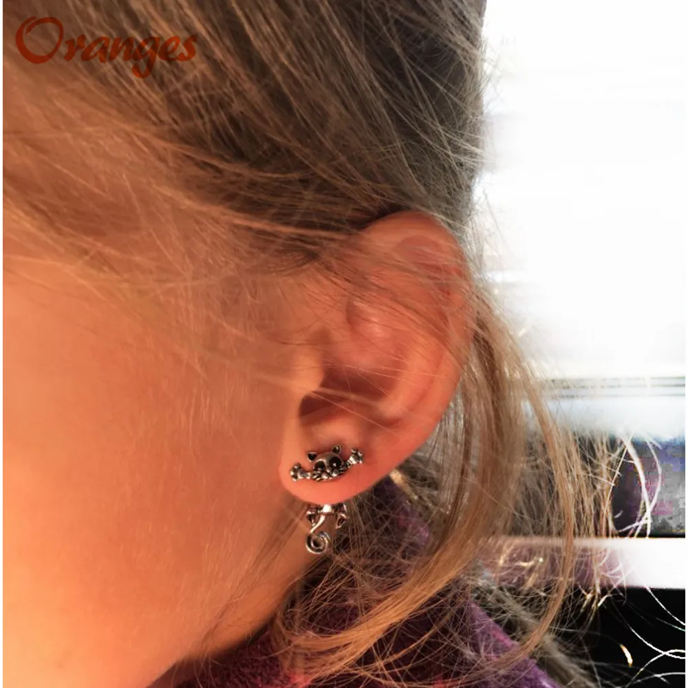 Женские серьги гвоздики в виде кота стиле панк|Серьги-гвоздики| |