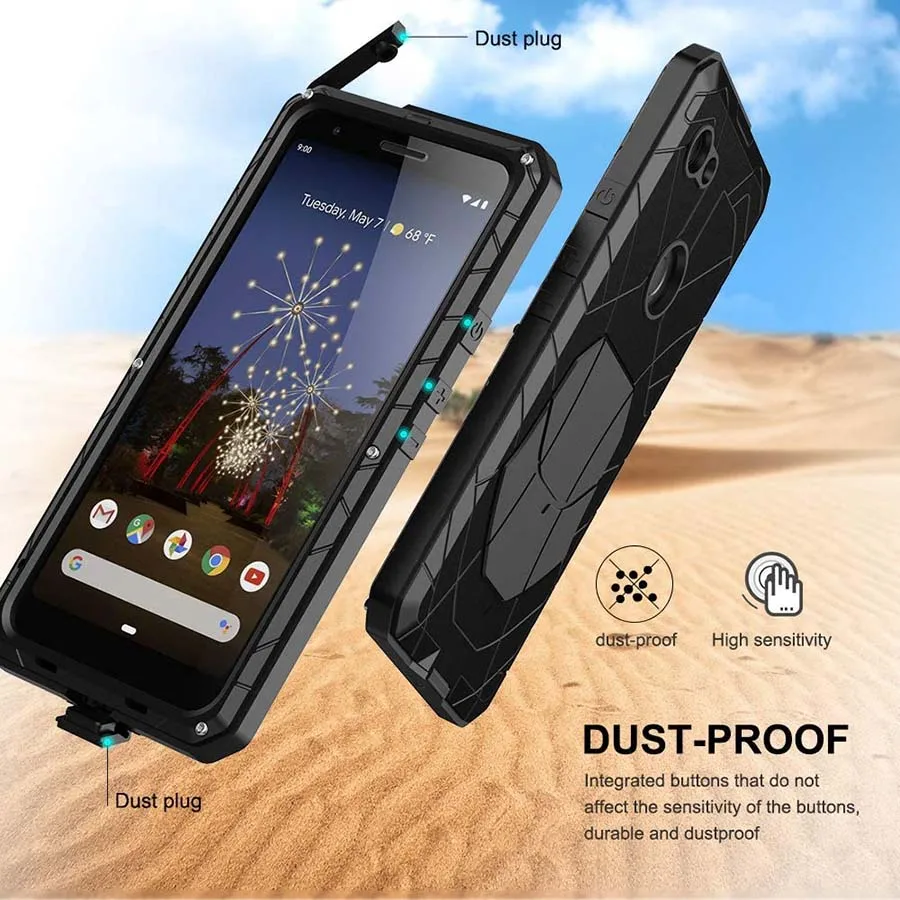 

Case for Google Pixel 3A XL Armor Aluminum Alloy Metal Cover Silicone Bumper Military Shockproof Heavy Duty Cases for Pixel 3A