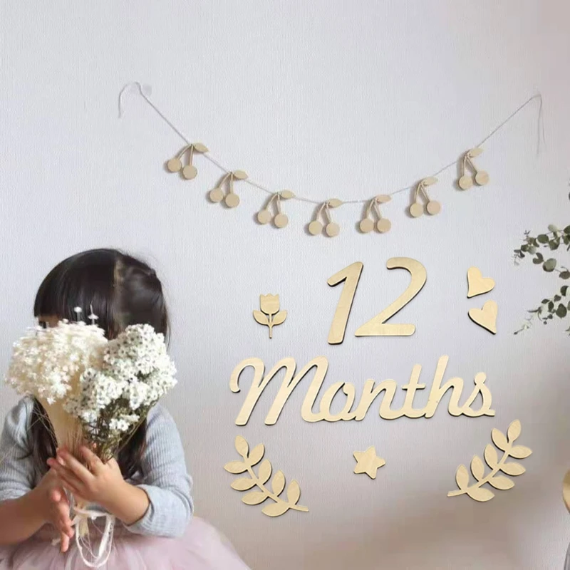 

Baby Milestone Cards Newborn Photography Props Numbers Engraved Cutouts Chips