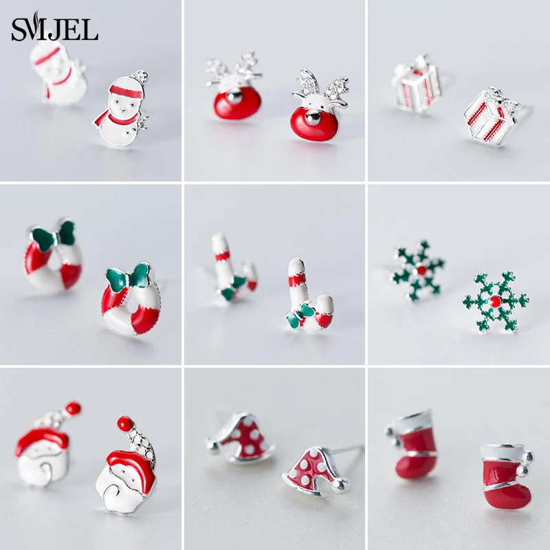 

Рождественский несколько красного и зеленого цвета с изображением снеговика колокола, серьги для женщин и девушек, дерево снежинка лося се...