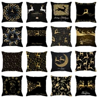 animal deer printed cotton linen cushion cover home decor snowflake christmas pillowcases decorative sofa bed room hogar cojines