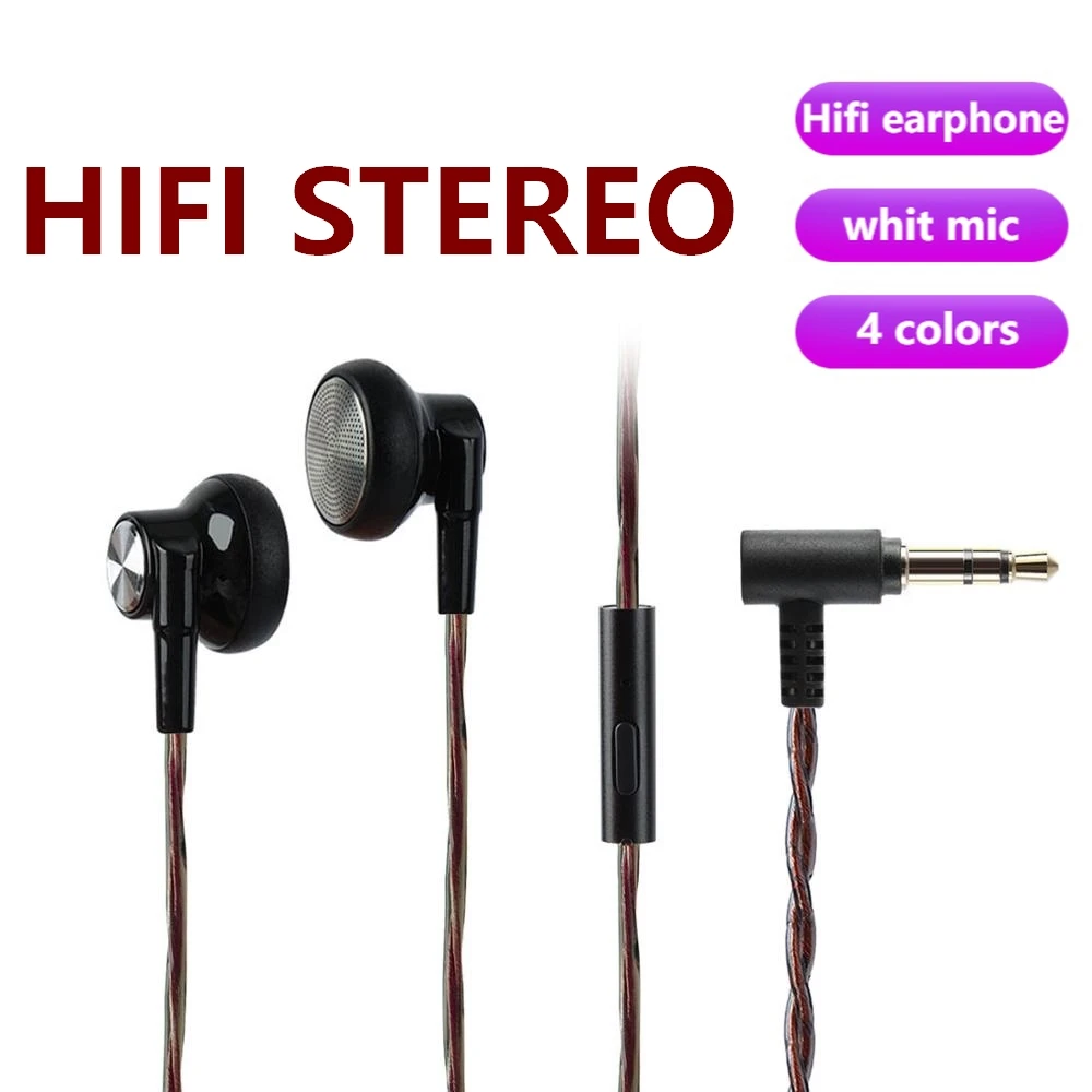 

3.5mm Hifi Earphone with Microphone Stereo Music Running Sports Headset DJ Monitor Wired Headphone for Huawei Xiaomi Samsung