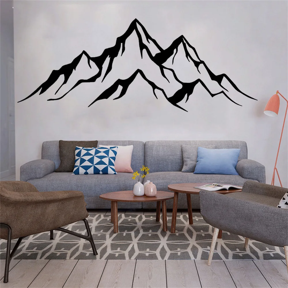 

The Mountains Decal. Rustic Home Decor. Travel Adventure Vinyl Sticker. Mountain Range Nursery Bedroom Decoration