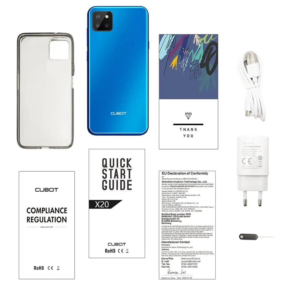 

CUBOT X20 Mobile Smart Phone 4000mAh Battery AI Rear Triple Camera Face ID Unlock Cellphone Cheap Smartphones 2020 Android 9.0