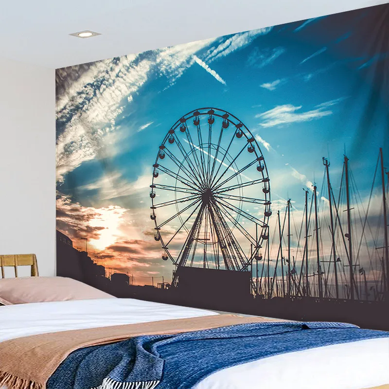 Vintage Tapestry Wall Hanging Blanket Large Building Design Decorative Carpet For Living Room Dropshipping | Дом и сад