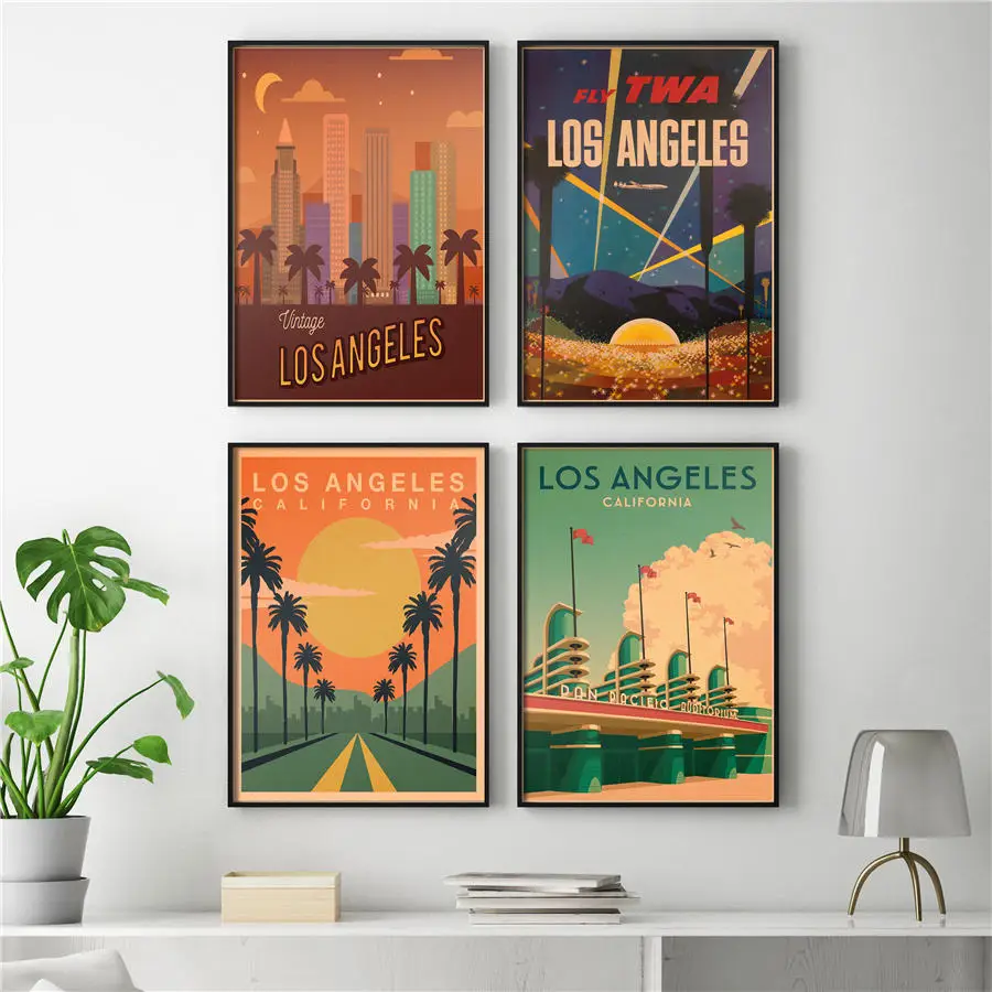 Los Angeles City Views постер с природными пейзажами летняя дорожная ручная роспись кафе