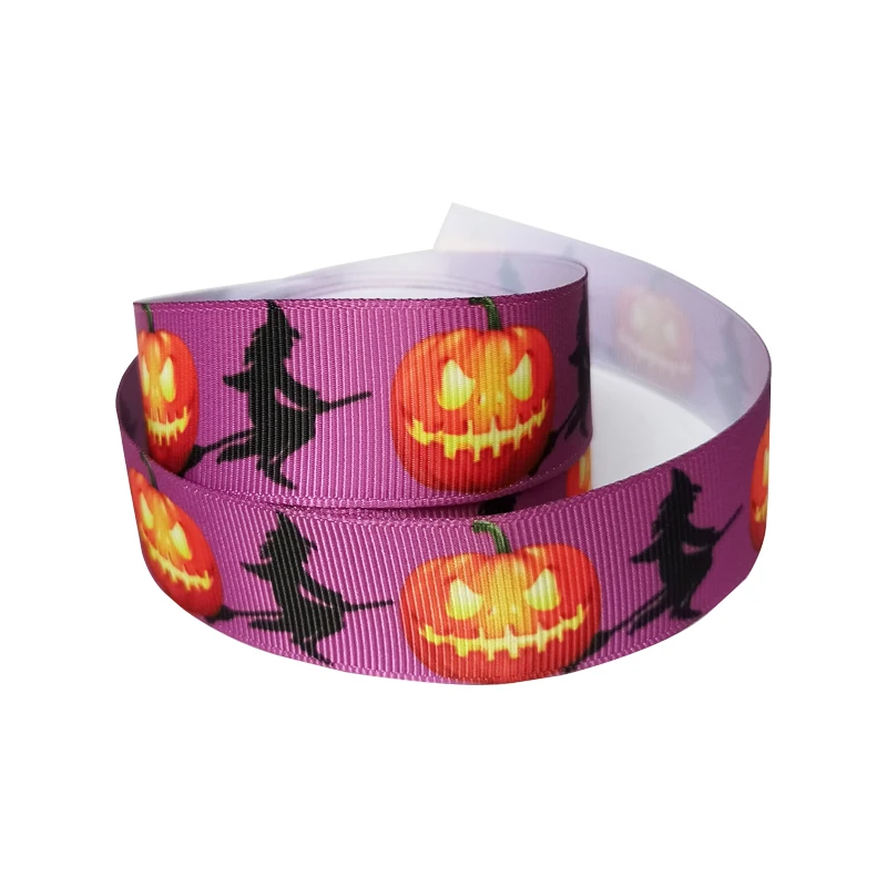 

50yards/lot 16mm 22mm 25mm 38mm 50mm 75mm Halloween Printed Grosgrain Ribbon For Wedding Party Holiday Decoration DIY Materials